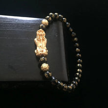 Load image into Gallery viewer, Pure Copper Pixiu Feng Shui Obsidian Wealth Bracelet

