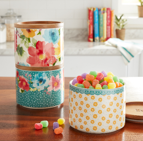 Stacking 3-Piece Stoneware Canister Set